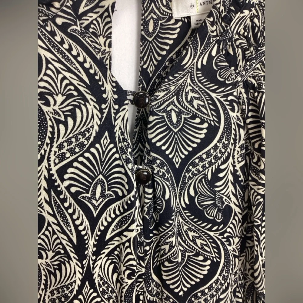 Anthropologie Zadie Black Printed button Jumpsuit Flutter sleeve Pockets - Picture 11 of 12